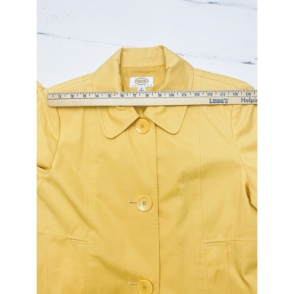 Talbots Womens Yellow Peacoat Coat Pockets Button Down Lined Cotton Sz 14 Petite - Picture 9 of 15